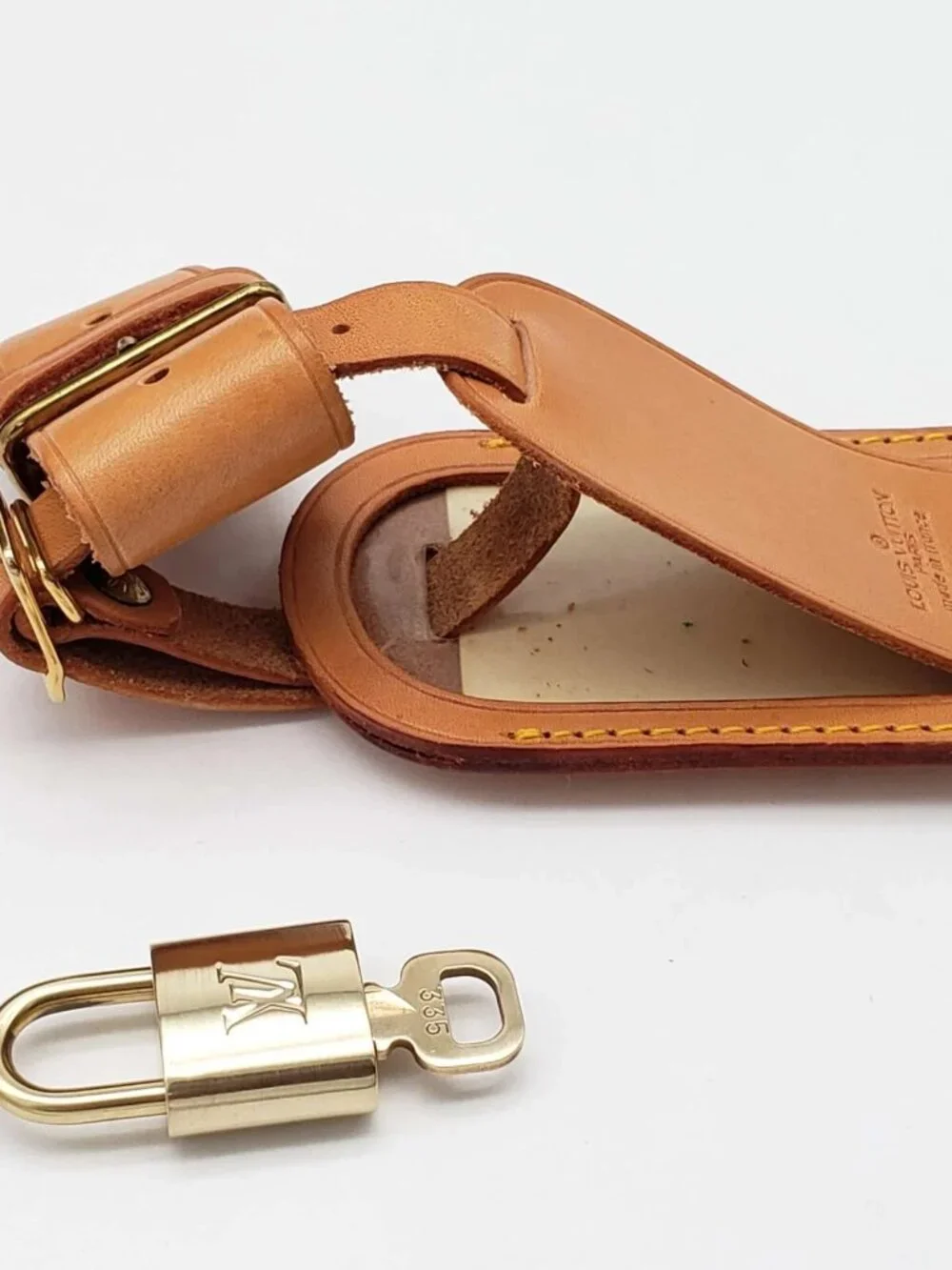 100% Authentic Louis Vuitton Name Tag / Luggage Tag with Gold Padlock - Picture 10 of 11